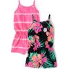 The Children’s Place baby-girls And Toddler Everyday Summer Rompers(Black Tropic 2-pack)