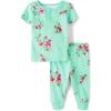 The Children’s Place baby-girls And Toddler Short Sleeve Top and Pants Snug Fit 100% Cotton 2 Piece Pajama Set(Mint Floral)