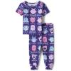 The Children’s Place baby-girls And Toddler Snug Fit 100% Cotton Short Sleeve Top and Pants 2 Piece Pajama Set(Purple Monster)