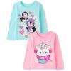 The Children’s Place baby-girls And Toddler Unicorns,butterflies,trends Long Sleeve Graphic T-shirts,2 Pack(Penguin/Polar Bear Cupcake)