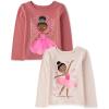 The Children’s Place baby-girls And Toddler Unicorns,butterflies,trends Long Sleeve Graphic T-shirts,2 Pack(Princess/Ballerina)