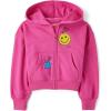 The Children’s Place girls Long Sleeve Hooded Fleece Full Zip Up(Fall Fuschia Graphic)