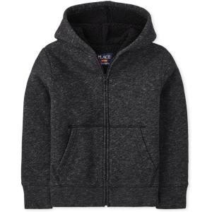 The Children’s Place Active Long Sleeve Hooded Full Zip Front Sweatshirt(Heathered Black)