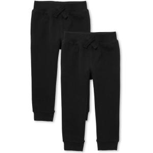 The Children’s Place Baby Boys’ Active Fleece Jogger Pants(Black 2 Pack)