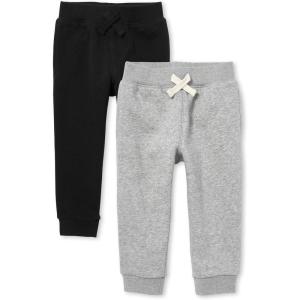The Children’s Place Baby Boys’ Active Fleece Jogger Pants(Black/Smoke Gray 2 Pack)