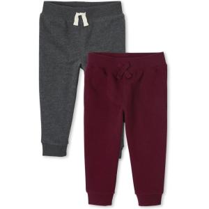 The Children’s Place Baby Boys’ Active Fleece Jogger Pants(Redwod/Obsidian 2-pack)