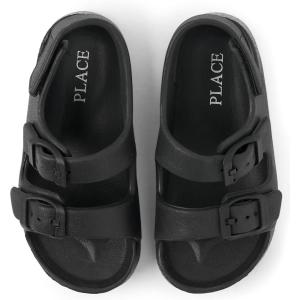 The Children’s Place Baby Boys and Toddler Everyday Double Buckle Slide Sandals with Backstrap(Black)