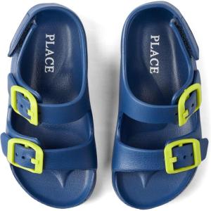 The Children’s Place Baby Boys and Toddler Everyday Double Buckle Slide Sandals with Backstrap(Blue)
