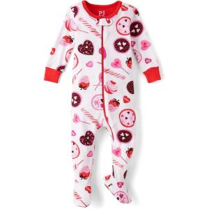 The Children’s Place Baby Girls’ and Toddler Long Sleeve 100% Cotton Zip-Front One Piece Footed Pajama(Vday Candy)