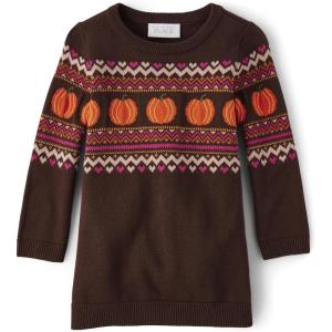 The Children’s Place Baby and Toddler Girls’ Long Sleeve Sweater Dress(Harvest Sweater)