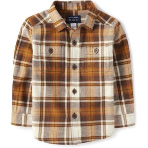 The Children’s Place Baby-Boys and Toddler Long Sleeve Plaid Flannel Button Up Shirt(Haystack Plaid)