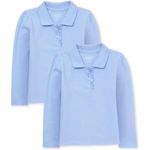 The Children’s Place Baby-Girls Toddler Multipack Long Sleeve Ruffle Pique Polos(Daybreak 2-pack)