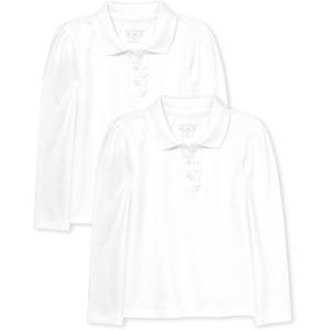 The Children’s Place Baby-Girls Toddler Multipack Long Sleeve Ruffle Pique Polos(White 2-pack)