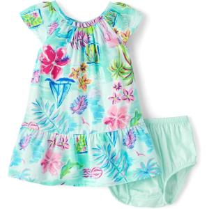The Children’s Place Baby-Girls and Newborn Casual Short Sleeve Dress with Diaper Cover(Tropical Cosmos)