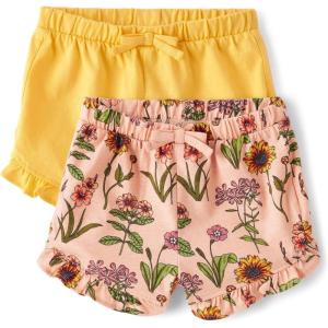 The Children’s Place Baby-Girls and Newborn Cotton Pull on Everyday Shorts(Peach Pink 2-pack)