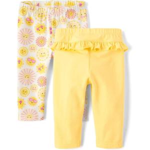 The Children’s Place Baby-Girls and Newborn Pull on Pants(Sun/Yellow Ruffle 2-pack)