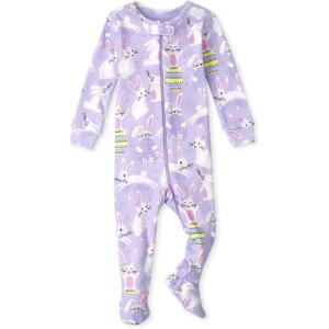 The Children’s Place Baby-Girls and Toddler Long Sleeve Zip-Front Snug Fit 100% Cotton 1 or 2 Piece Set(Lavender Easter Bunnies)