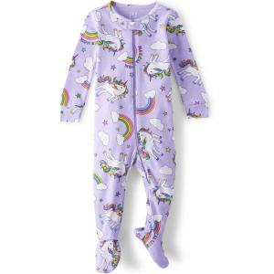 The Children’s Place Baby-Girls and Toddler Long Sleeve Zip-Front Snug Fit 100% Cotton 1 or 2 Piece Set(Lavender Rainbows)