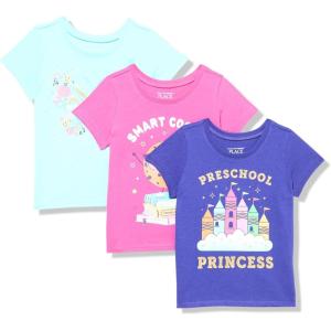 The Children’s Place Baby-Girls and Toddler School,Learning Short Sleeve Graphic T-Shirts,3 Pack(Preschool Princess)