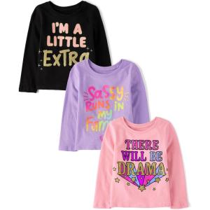 The Children’s Place Baby-Girls and Toddler Unicorns,Butterflies,Trends Long Sleeve Graphic T-Shirts,3 Pack(Extra/Sassy/Drama)