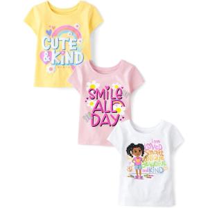 The Children’s Place Baby-Girls and Toddler Unicorns,Butterflies,Trends Short Sleeve Graphic T-Shirts,3 Pack(Cute Kid/Happy/Girl Words)