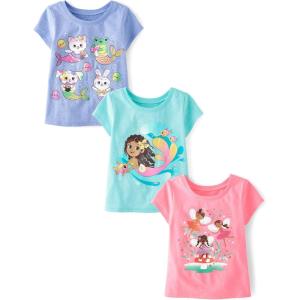 The Children’s Place Baby-Girls and Toddler Unicorns,Butterflies,Trends Short Sleeve Graphic T-Shirts,3 Pack(Mermaids/Fairies/Animal)