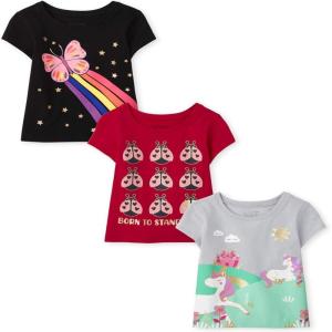 The Children’s Place Baby-Girls and Toddler Unicorns,Butterflies,Trends Short Sleeve Graphic T-Shirts,3 Pack(Standout/Butterfly/Unicorns)