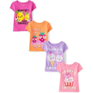 The Children’s Place Baby-Girls and Toddler Unicorns,Butterflies,Trends Short Sleeve Graphic T-Shirts,4 Pack(Auntie/Mommy/Mamas/Daddys)