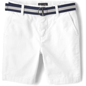 The Children’s Place Boys’ Belted Chino Shorts(Simply White)