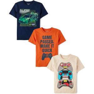 The Children’s Place Boys Boys Short Sleeve Graphic T- Shirt 3-Pack(All Speed/Game Controller/Paused)