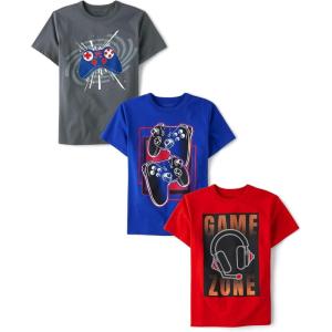 The Children’s Place Boys Boys Short Sleeve Graphic T- Shirt 3-Pack(Game Zone/Controller/Controllers)