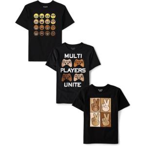 The Children’s Place Boys Boys Short Sleeve Graphic T- Shirt 3-Pack(Multiplayer/Emojis/Peace)