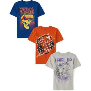 The Children’s Place Boys Boys Short Sleeve Graphic T- Shirt 3-Pack(Virtual/Game/Level Up 3-pack)