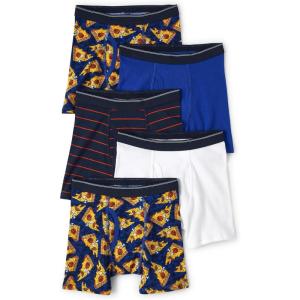 The Children’s Place Boys’ Cotton Boxer Briefs Underwear Variety Pack(Pizza 5-pack)