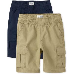 The Children’s Place Boys Essential Cargo Shorts(Flax/Tidal 2-pack)