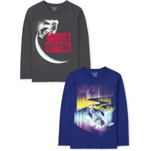 The Children’s Place Boys Gamer,Cars,Sports Long Sleeve Graphic T-Shirts,2 Pack(Defying Gravity/Snowboard 2-pack)
