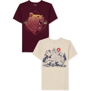 The Children’s Place Boys Gamer,Sports,Cars Short Sleeve Graphic T-Shirts,2 Pack(Bear/Cougar)