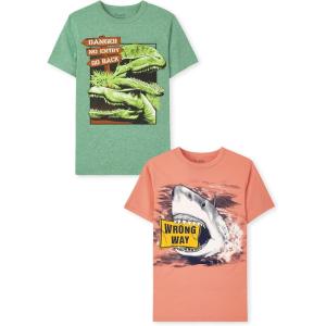 The Children’s Place Boys Gamer,Sports,Cars Short Sleeve Graphic T-Shirts,2 Pack(Danger/Wrong Way 2-pack)