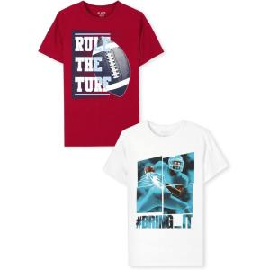 The Children’s Place Boys Gamer,Sports,Cars Short Sleeve Graphic T-Shirts,2 Pack(Rule the Turf/Bring It)