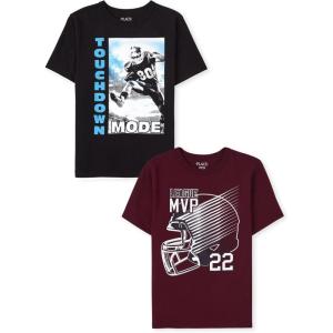 The Children’s Place Boys Gamer,Sports,Cars Short Sleeve Graphic T-Shirts,2 Pack(Touchdown Mode/Mvp 2-pack)