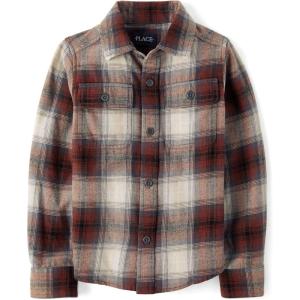 The Children’s Place Boys Long Sleeve Flannel Button Down Shirt(Terra Plaid)