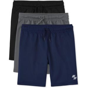 The Children’s Place Boys’ Performance Basketball Shorts 2 Pack(Black/ Grey / Blue)