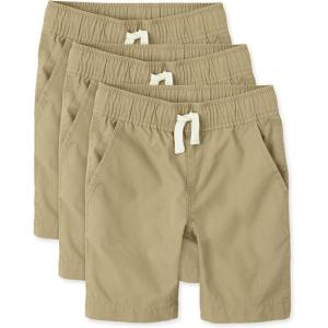 The Children’s Place Boys’ Pull on Jogger Shorts(Flax 3-pack)