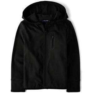 The Children’s Place Boys’ Soft Tech Hooded Full Zip Up Sweatshirt(Black)