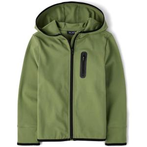 The Children’s Place Boys’ Soft Tech Hooded Full Zip Up Sweatshirt(Olive)