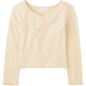 The Children’s Place Girls Basic Long Sleeve V-Neck Knit Shirts(Frappe)