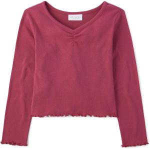 The Children’s Place Girls Basic Long Sleeve V-Neck Knit Shirts(Windsor Rose)