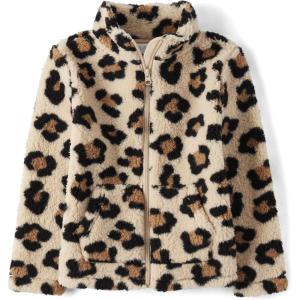 The Children’s Place Girls Cozy Sherpa Full-zip Jacket(Honey Leopard)