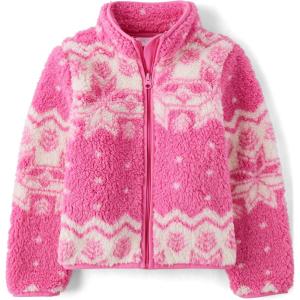 The Children’s Place Girls Cozy Sherpa Full-zip Jacket(Yreka Pink Fairisle)