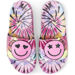 The Children’s Place Girls Everday Slip on Slide Sandals(Pink Smiley Faces)